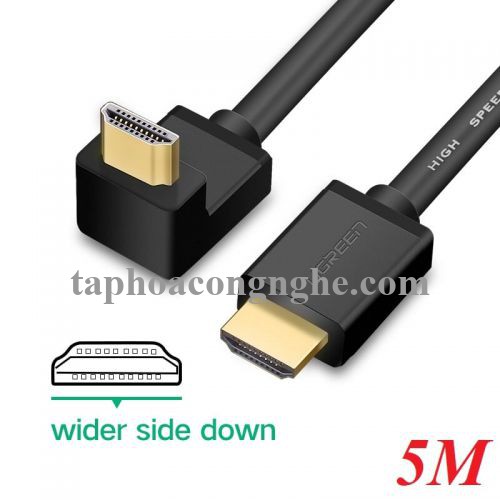 Ugreen 10123 5M màu Đen Cáp tín hiệu HDMI chuẩn 1.4 đầu bẻ góc 90 độ HD103 30010123
